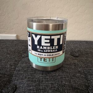 YETI Rambler 10 oz Lowball in Stainless Steel and Aqua